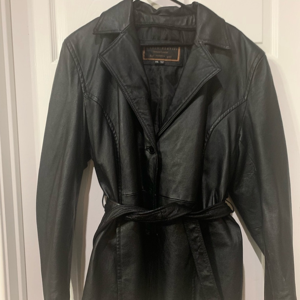 Women’s XXL Leather Jacket with Sash
